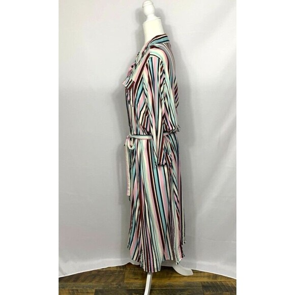 Torrid 2 Dress Womens Plus Stripped Belted Maxi Belted Button Front Long Sleeve - Picture 10 of 15